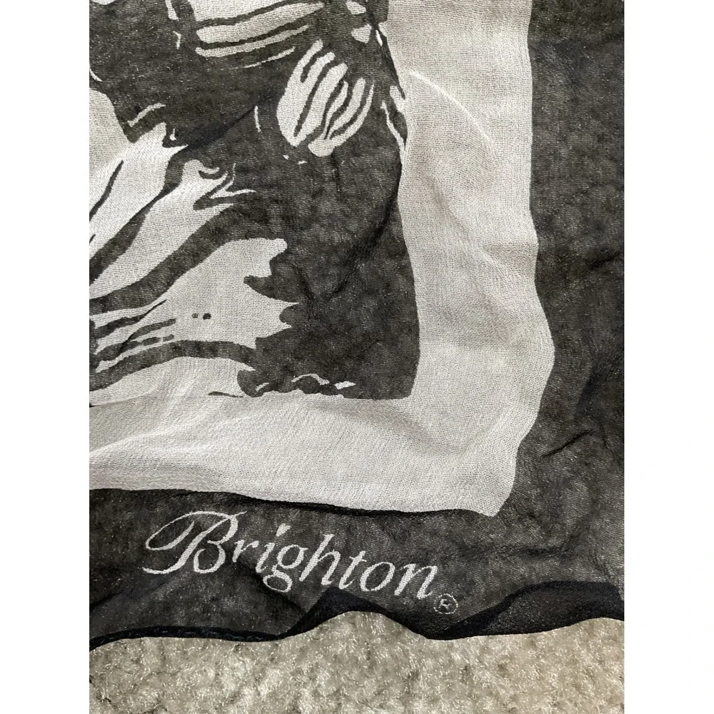 Brighton Scarf Womens OS Black White Floral Print Sheer Oblong Accessory